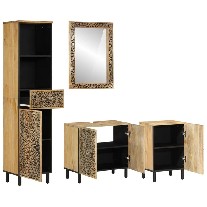 Set mobilier de baie, 4 piese, lemn masiv de mango WALTI