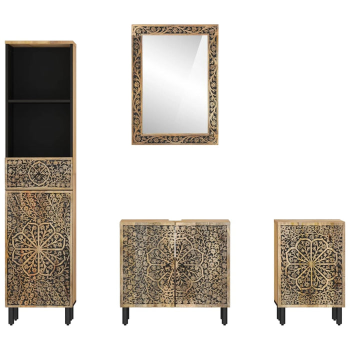 Set mobilier de baie, 4 piese, lemn masiv de mango WALTI