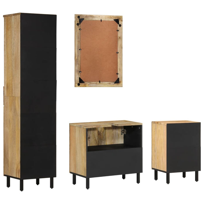 Set mobilier de baie, 4 piese, lemn masiv de mango WALTI
