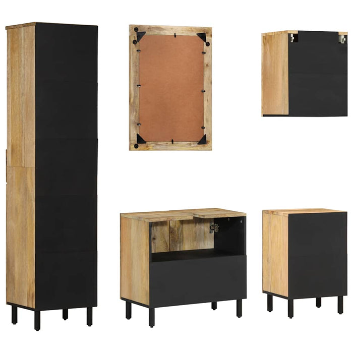Set mobilier de baie, 5 piese, lemn masiv de mango WALTI