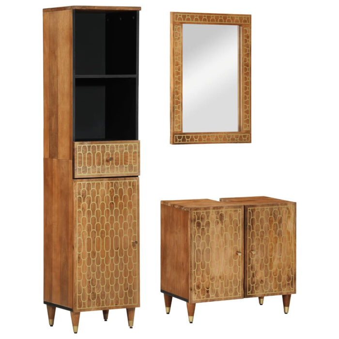 Set mobilier de baie, 3 piese, lemn masiv de mango WALTI