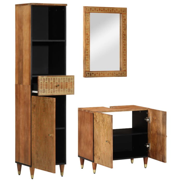 Set mobilier de baie, 3 piese, lemn masiv de mango WALTI