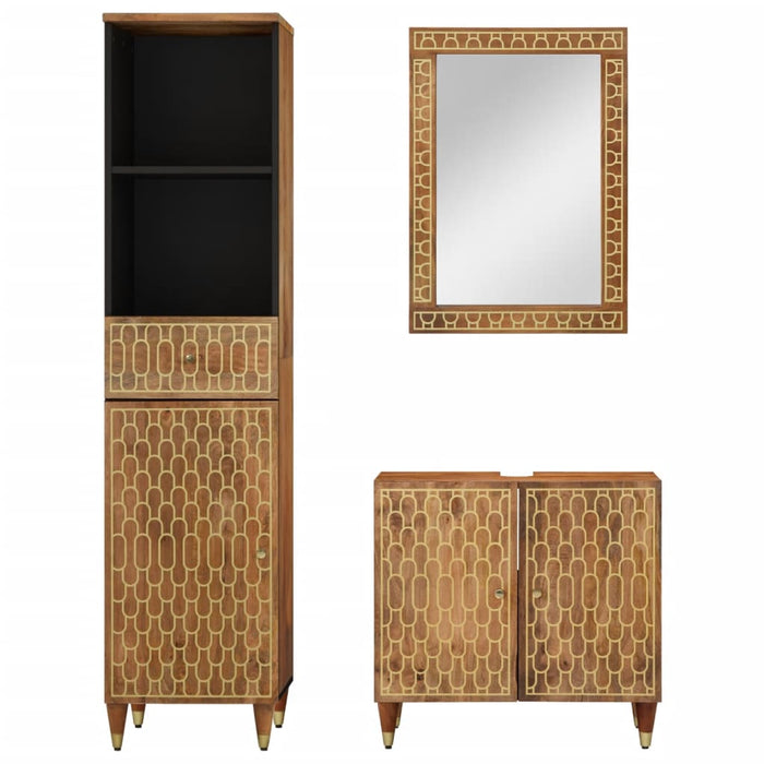 Set mobilier de baie, 3 piese, lemn masiv de mango WALTI