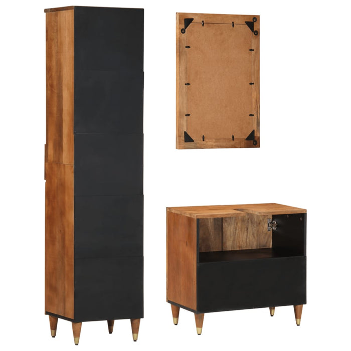 Set mobilier de baie, 3 piese, lemn masiv de mango WALTI