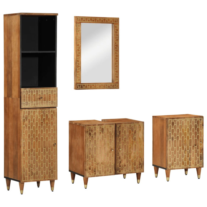 Set mobilier de baie, 4 piese, lemn masiv de mango WALTI