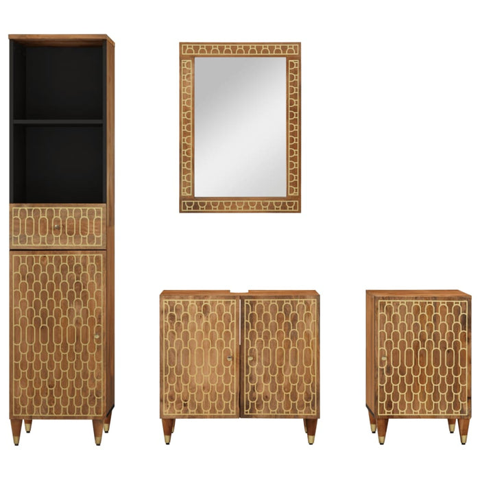 Set mobilier de baie, 4 piese, lemn masiv de mango WALTI