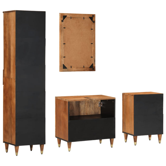 Set mobilier de baie, 4 piese, lemn masiv de mango WALTI