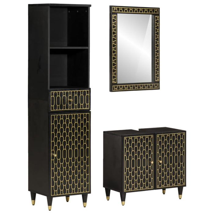 Set mobilier de baie, 3 piese, lemn masiv de mango WALTI