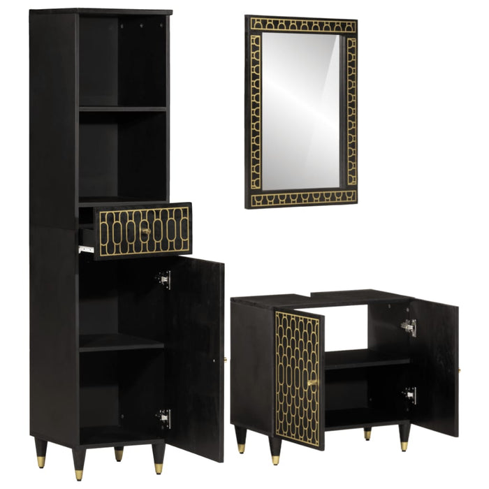 Set mobilier de baie, 3 piese, lemn masiv de mango WALTI