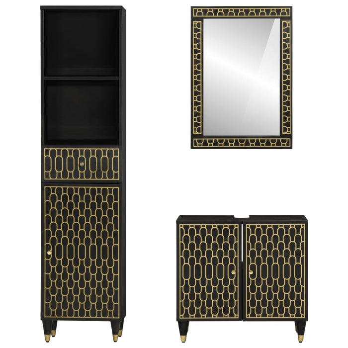 Set mobilier de baie, 3 piese, lemn masiv de mango WALTI