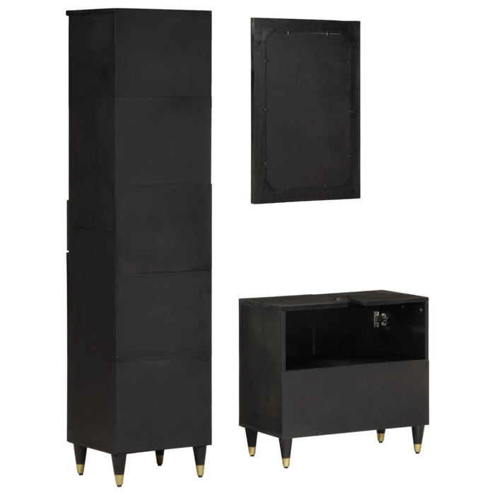 Set mobilier de baie, 3 piese, lemn masiv de mango WALTI