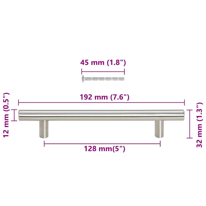 Mânere de dulap, 10 buc., argintiu, 128 mm, oțel inoxidabil - WALTI WALTI