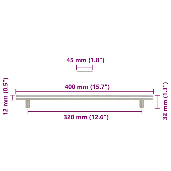 Mânere de dulap, 5 buc., argintiu, 320 mm, oțel inoxidabil - WALTI WALTI