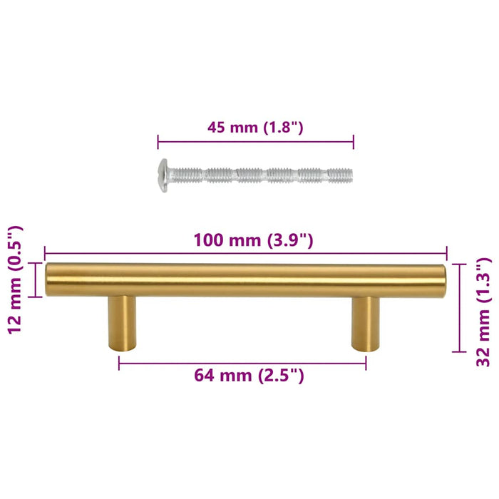 Mânere de dulap, 10 buc., auriu, 64 mm, oțel inoxidabil - WALTI WALTI