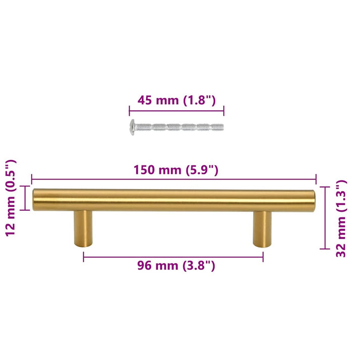 Mânere de dulap, 10 buc., auriu, 96 mm, oțel inoxidabil - WALTI WALTI