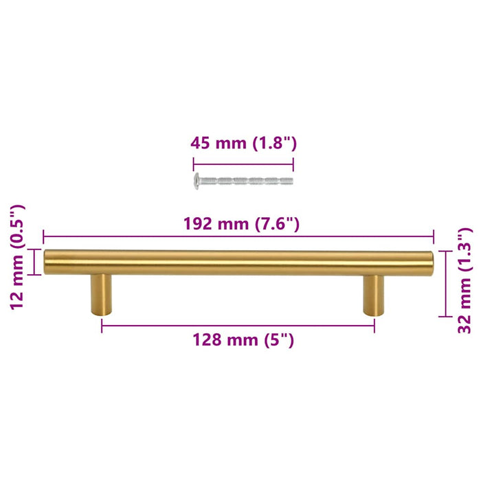 Mânere de dulap, 10 buc., auriu, 128 mm, oțel inoxidabil - WALTI WALTI