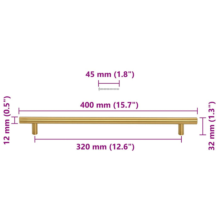 Mânere de dulap, 5 buc., auriu, 320 mm, oțel inoxidabil - WALTI WALTI