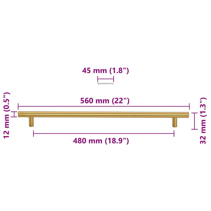 Mânere de dulap, 5 buc., auriu, 480 mm, oțel inoxidabil - WALTI WALTI