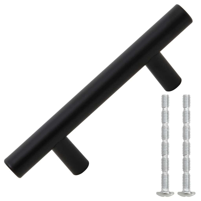 Mânere de dulap, 10 buc., negru, 64 mm, oțel inoxidabil WALTI