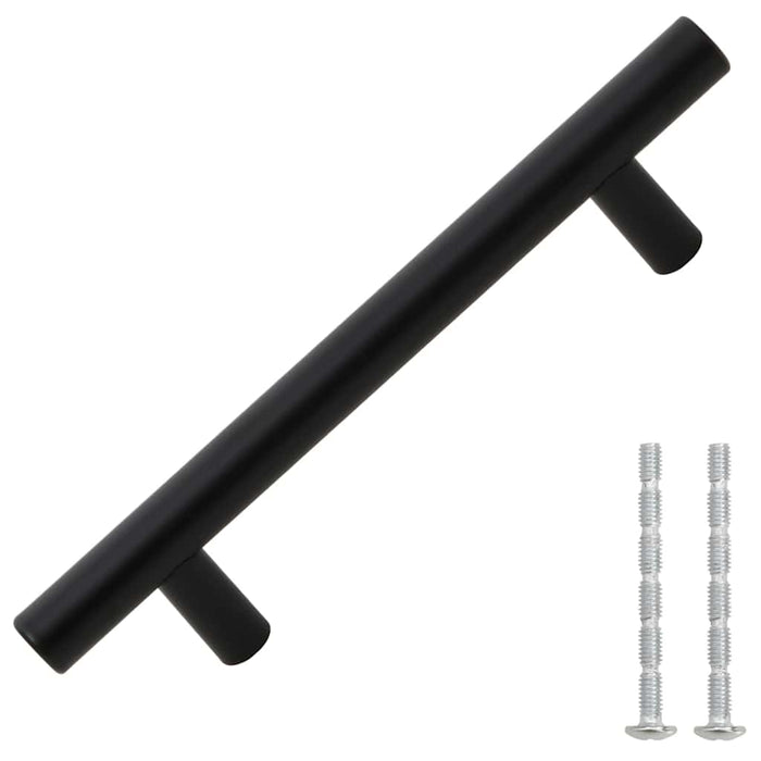 Mânere de dulap, 10 buc., negru, 96 mm, oțel inoxidabil WALTI