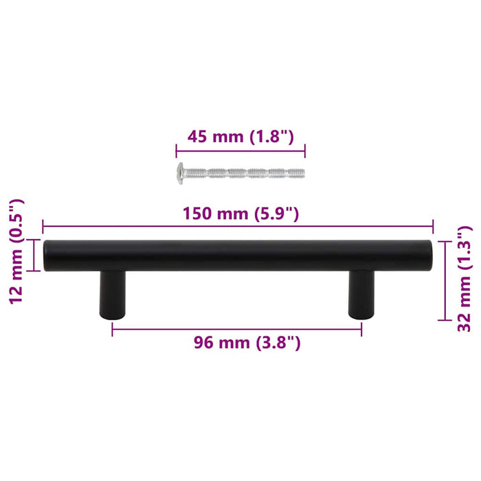 Mânere de dulap, 10 buc., negru, 96 mm, oțel inoxidabil WALTI