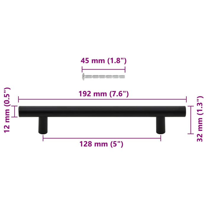Mânere de dulap, 10 buc., negru, 128 mm, oțel inoxidabil - WALTI WALTI