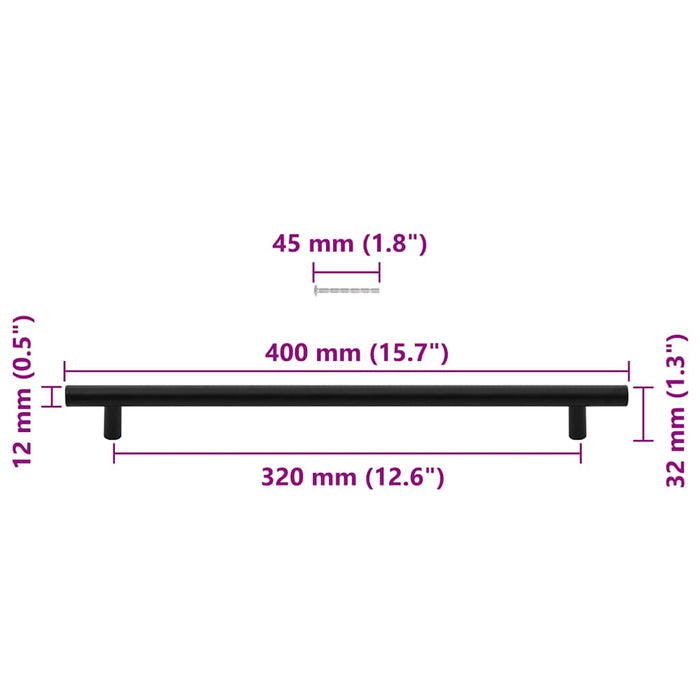 Mânere de dulap, 5 buc., negru, 320 mm, oțel inoxidabil - WALTI WALTI