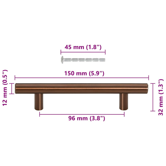 Mânere de dulap, 10 buc., bronz, 96 mm, oțel inoxidabil - WALTI WALTI