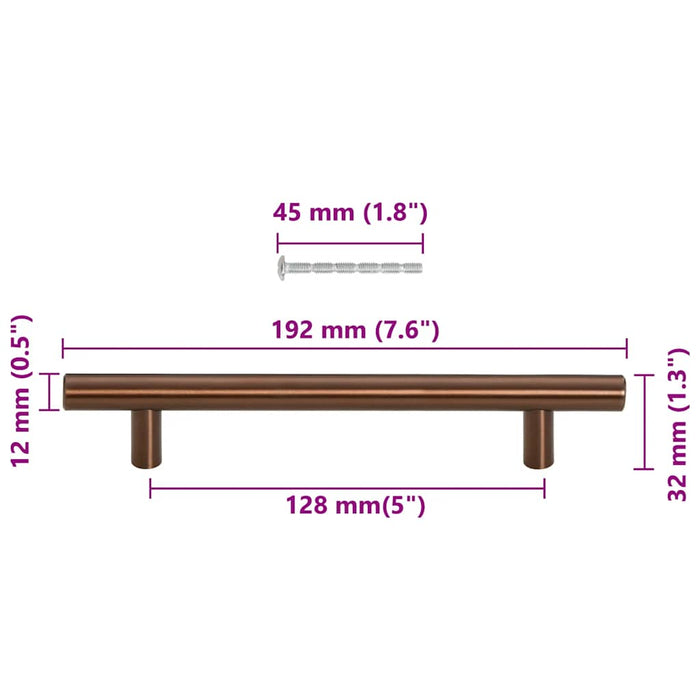 Mânere de dulap, 10 buc., bronz, 128 mm, oțel inoxidabil WALTI