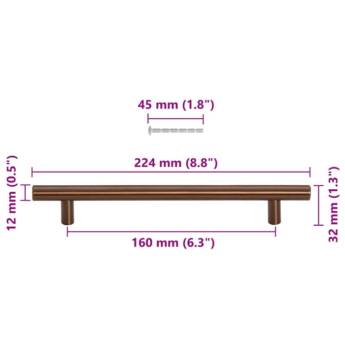 Mânere de dulap, 10 buc., bronz, 160 mm, oțel inoxidabil WALTI