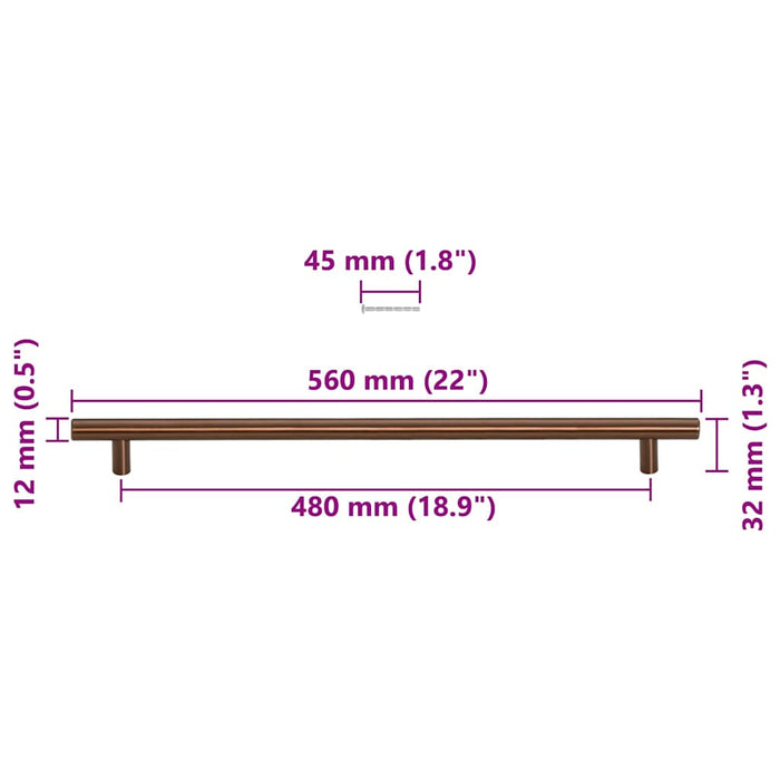 Mânere de dulap, 5 buc., bronz, 480 mm, oțel inoxidabil - WALTI WALTI
