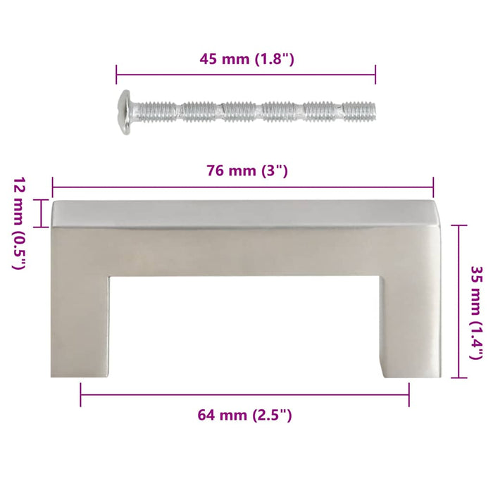 Mânere de dulap, 10 buc., argintiu, 64 mm, oțel inoxidabil - WALTI WALTI