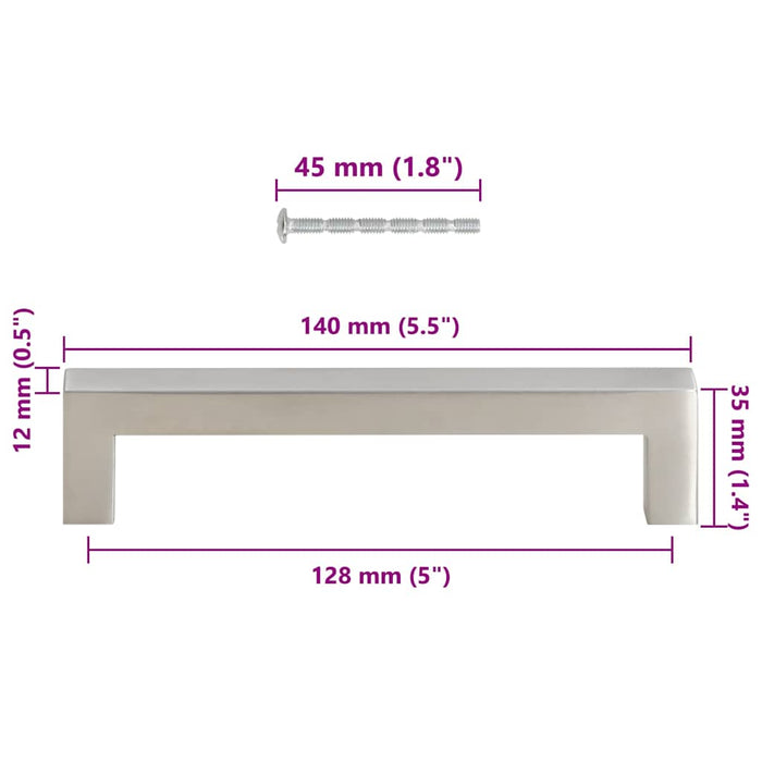 Mânere de dulap, 10 buc., argintiu, 128 mm, oțel inoxidabil WALTI
