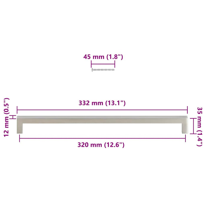 Mânere de dulap, 5 buc., argintiu, 320 mm, oțel inoxidabil - WALTI WALTI