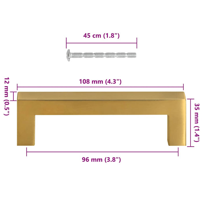 Mânere de dulap, 10 buc., auriu, 96 mm, oțel inoxidabil - WALTI WALTI