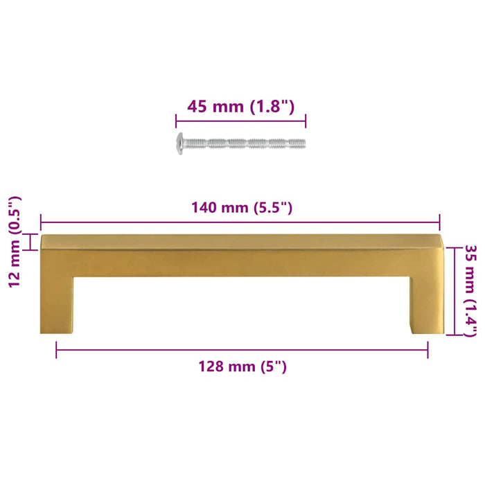 Mânere de dulap, 10 buc., auriu, 128 mm, oțel inoxidabil - WALTI WALTI