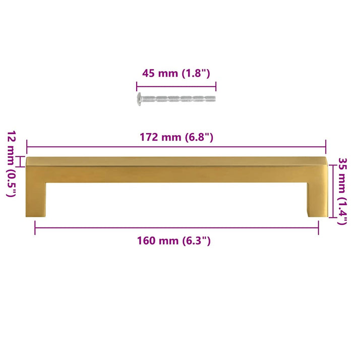 Mânere de dulap, 10 buc., auriu, 160 mm, oțel inoxidabil - WALTI WALTI