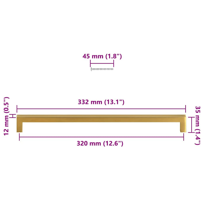 Mânere de dulap, 5 buc., auriu, 320 mm, oțel inoxidabil WALTI