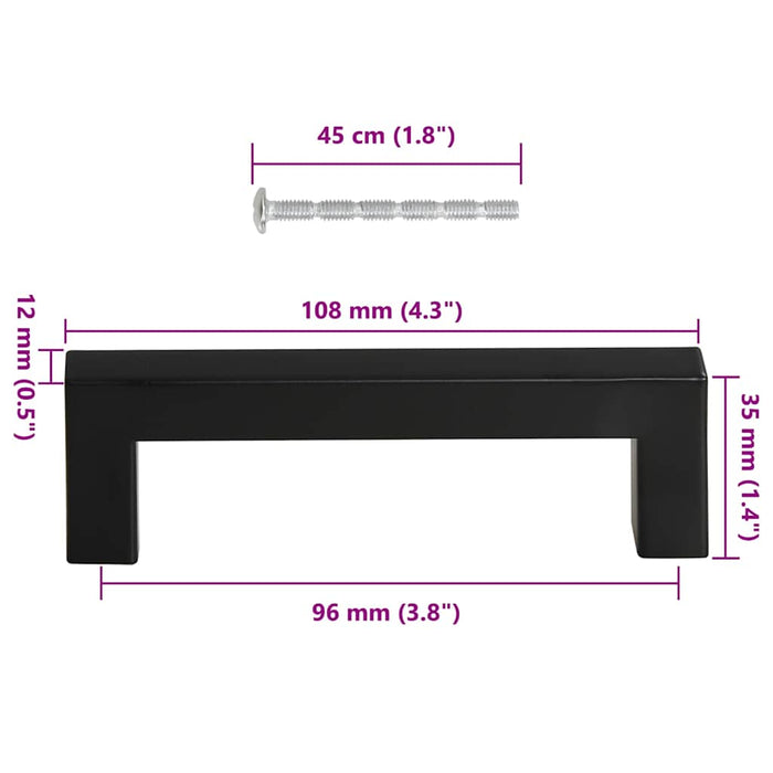 Mânere de dulap, 10 buc., negru, 96 mm, oțel inoxidabil - WALTI WALTI