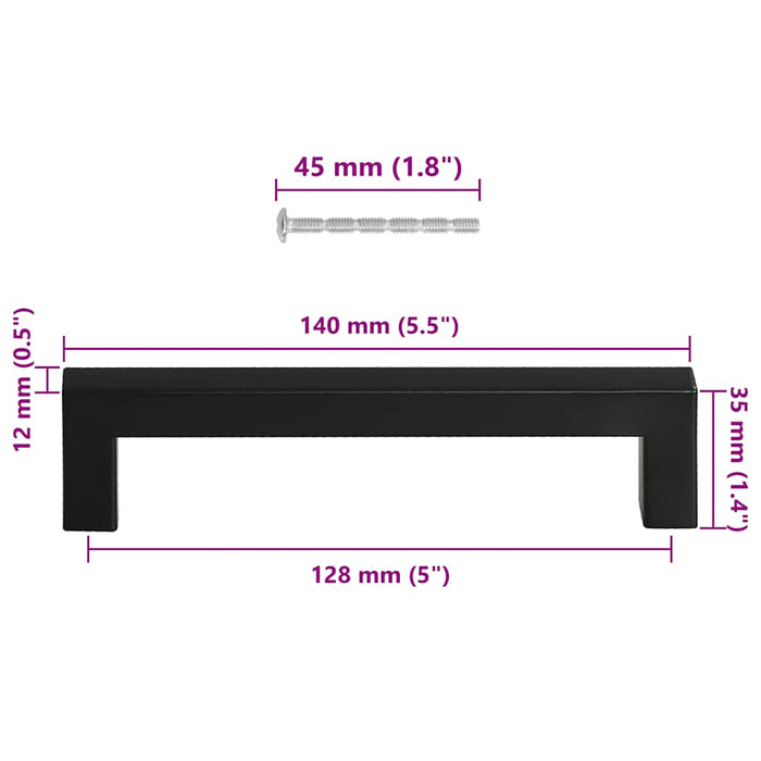 Mânere de dulap, 10 buc., negru, 128 mm, oțel inoxidabil - WALTI WALTI