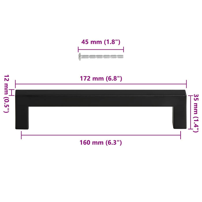 Mânere de dulap, 10 buc., negru, 160 mm, oțel inoxidabil - WALTI WALTI
