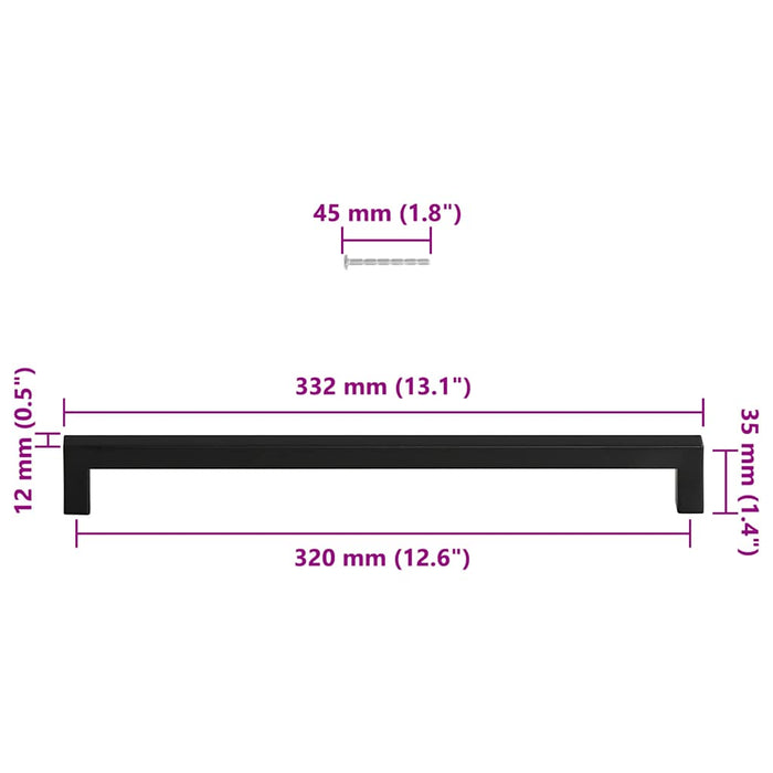 Mânere de dulap, 5 buc., negru, 320 mm, oțel inoxidabil - WALTI WALTI