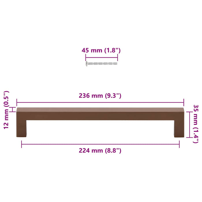 Mânere de dulap, 5 buc., bronz, 224 mm, oțel inoxidabil - WALTI WALTI