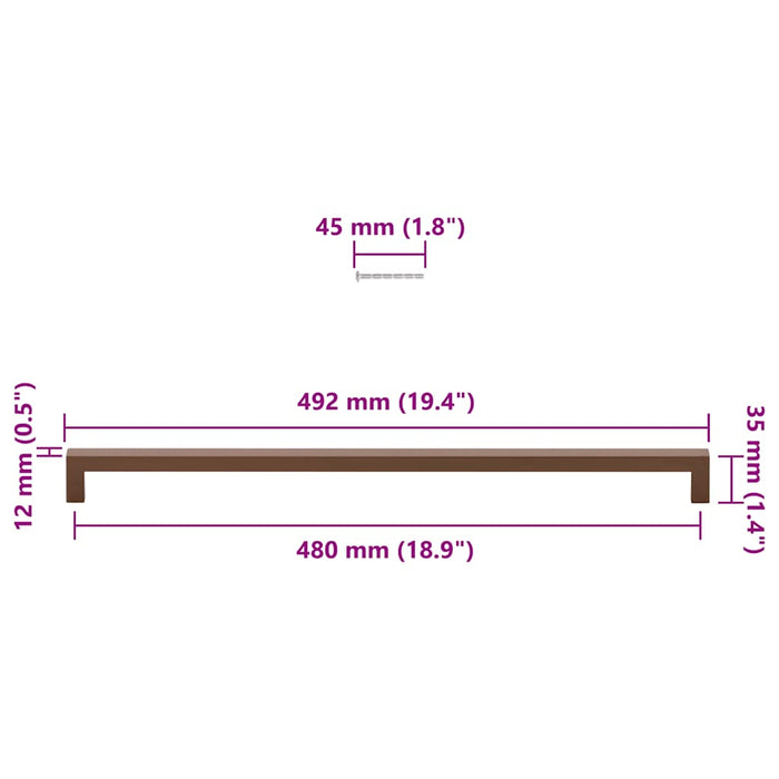 Mânere de dulap, 5 buc., bronz, 480 mm, oțel inoxidabil - WALTI WALTI