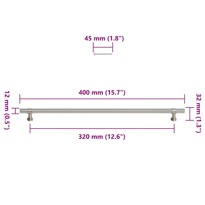 Mânere de dulap, 5 buc., argintiu, 320 mm, oțel inoxidabil - WALTI WALTI