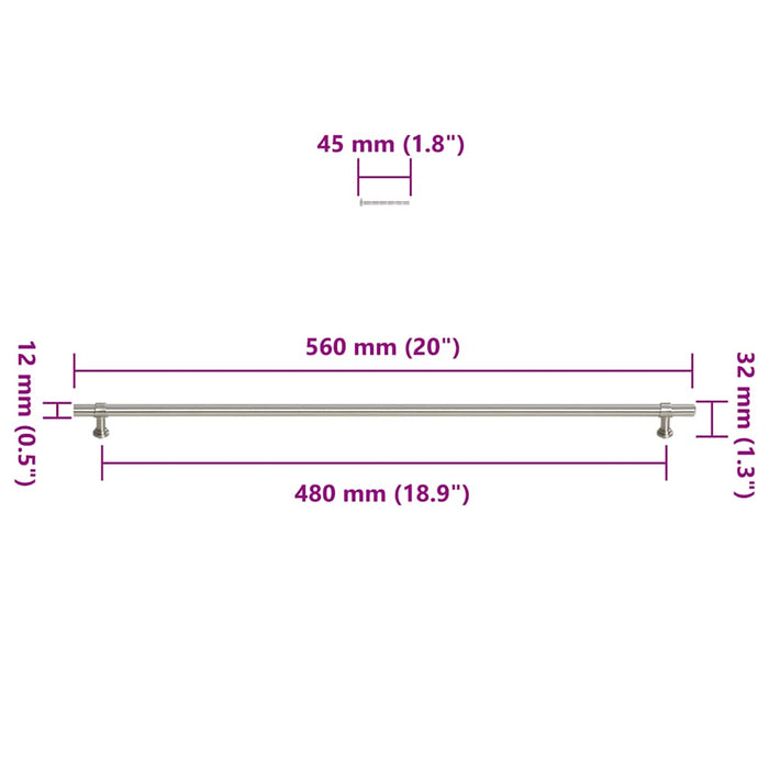 Mânere de dulap, 5 buc., argintiu, 480 mm, oțel inoxidabil - WALTI WALTI