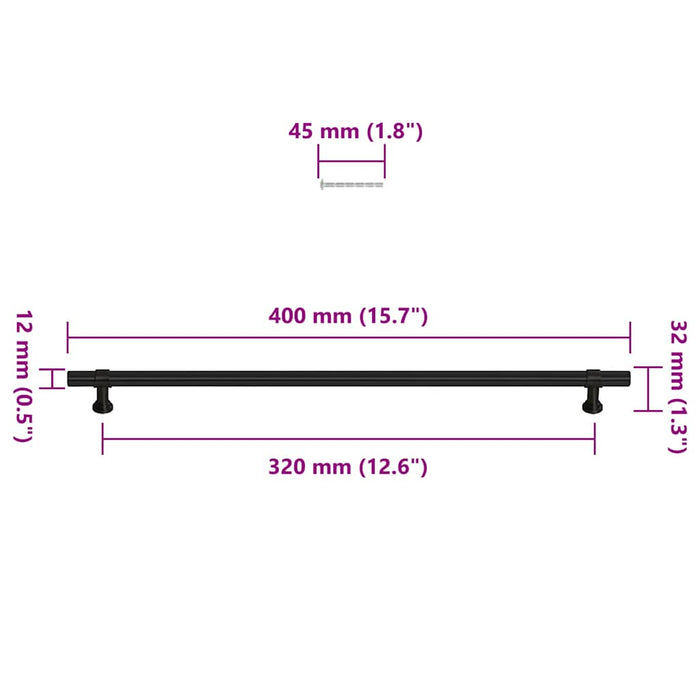 Mânere de dulap, 5 buc., negru, 320 mm, oțel inoxidabil - WALTI WALTI