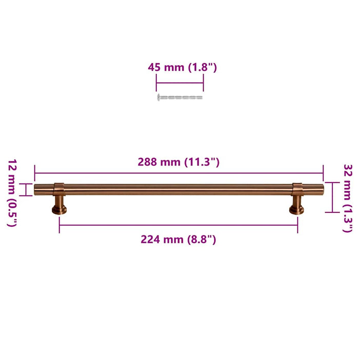 Mânere de dulap, 5 buc., bronz, 224 mm, oțel inoxidabil - WALTI WALTI