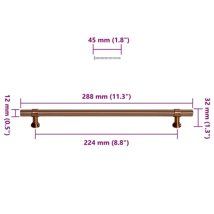 Mânere de dulap, 5 buc., bronz, 480 mm, oțel inoxidabil - WALTI WALTI