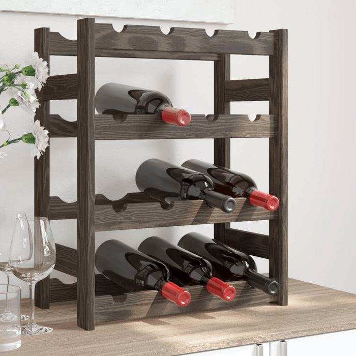 Suport sticle de vin, 16 sticle, gri, lemn masiv de pin - WALTI WALTI